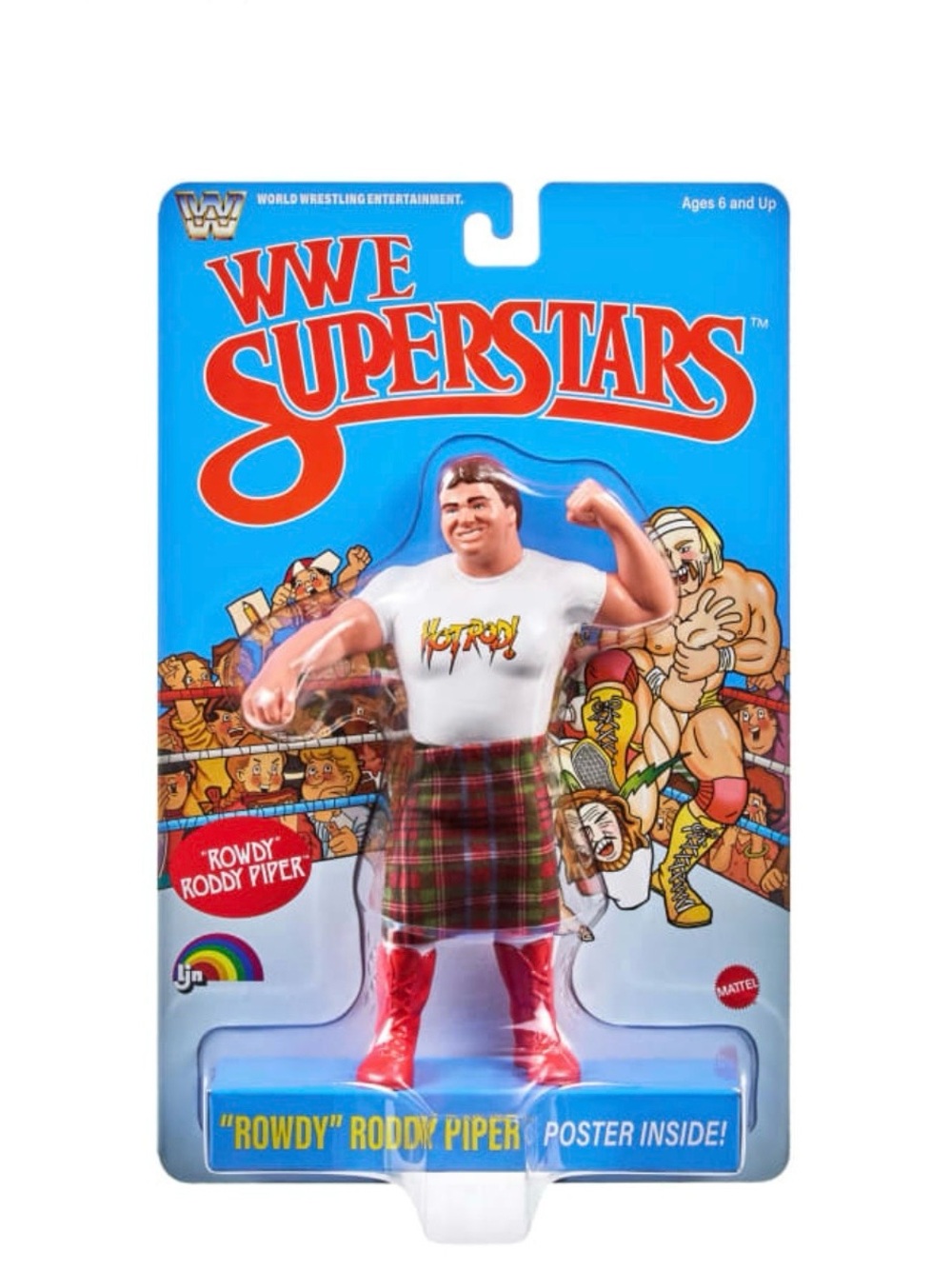 LJN WWE Superstars “Rowdy” Roddy Piper Action Figure Blue Card